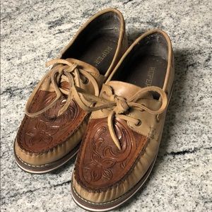 Roper Boat Shoes Loafers Floral Tooled